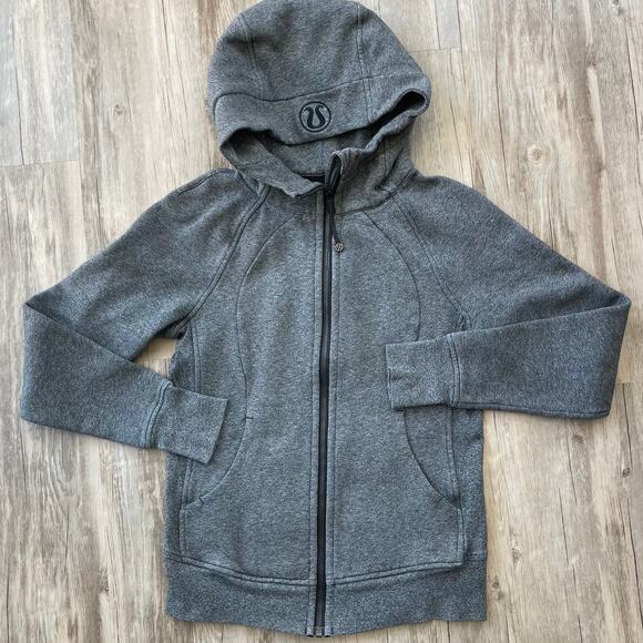 Lululemon Heathered speckled Black Scuba Sull-zip Hoodie Size 6 Gym Active Wear - Picture 2 of 9